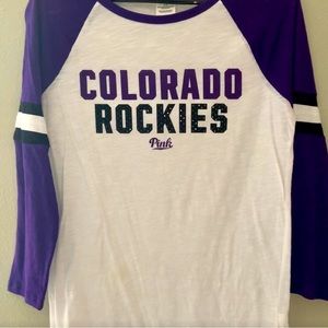PINK x Colorado Rockies Ringer Baseball Tee